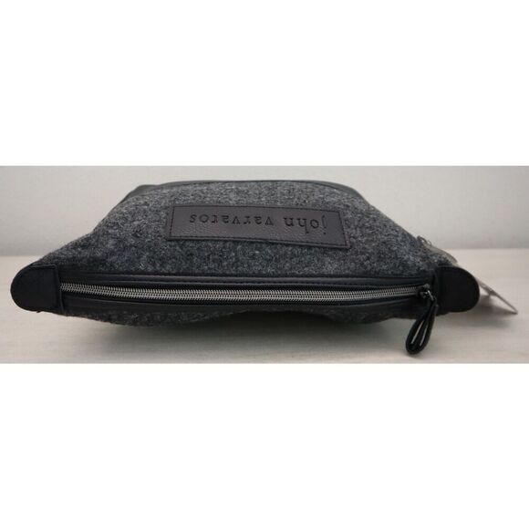 John Varvatos Men's Gray & Black Faux Leather Travel Toiletry Bag - Picture 5 of 6